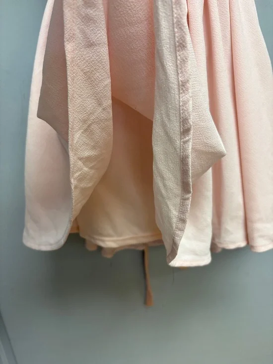 Lucy in the Sky Blush Pink Satin Wrap Corset Dress | Open Back Tie | XS - Picture 5 of 12